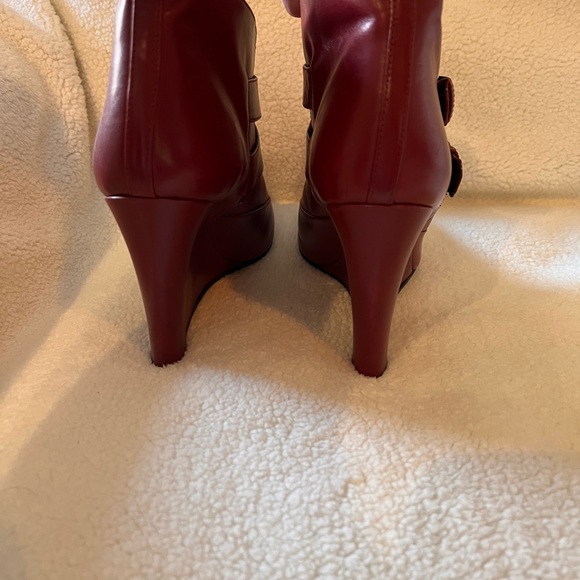 Derek Lam Red Double Buckle Ankle Boots